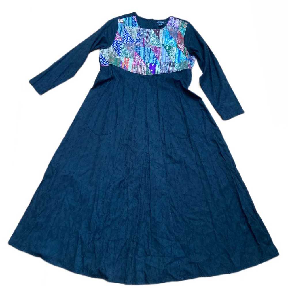 Vintage Silk Yoke Dress 80s by J. Peterman Company - image 1