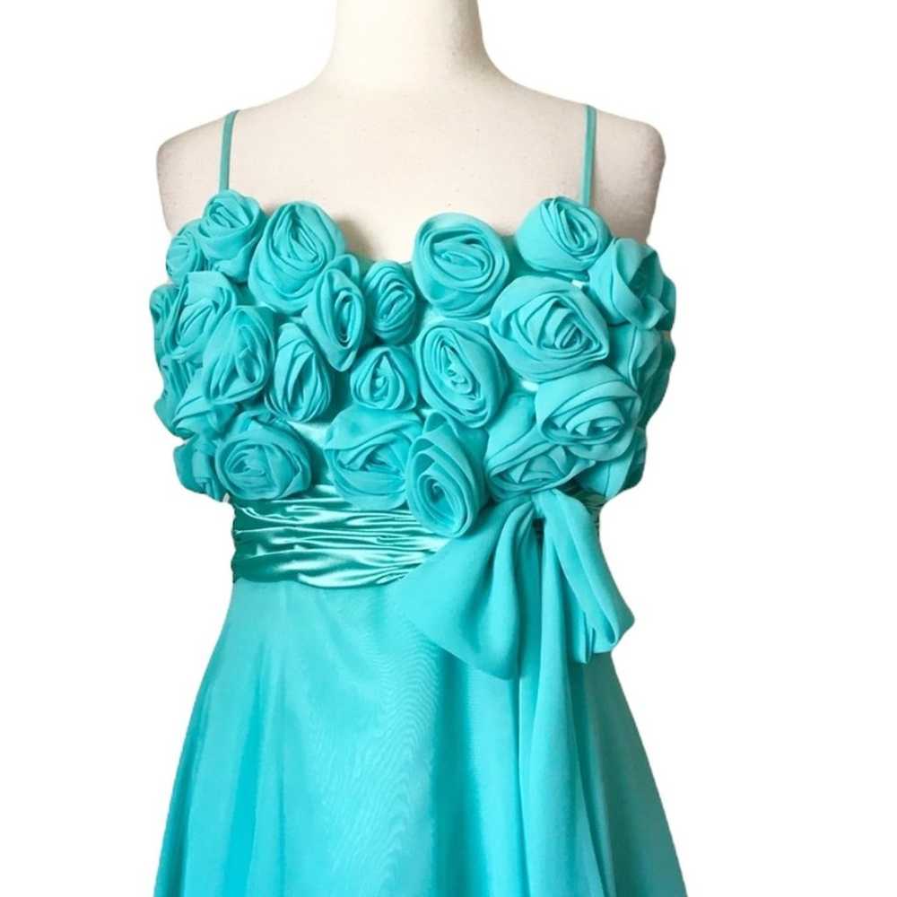 Terani Couture Aqua Rosette Chiffon Formal Easter… - image 3