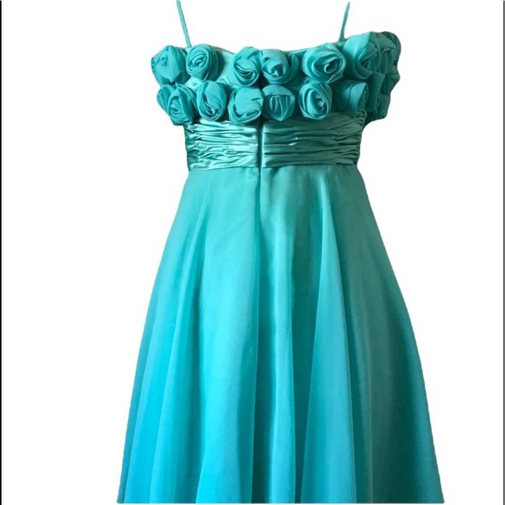 Terani Couture Aqua Rosette Chiffon Formal Easter… - image 5