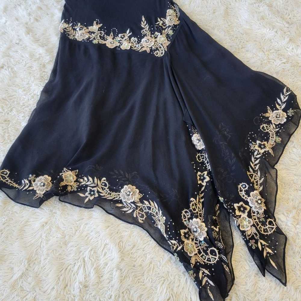 Vintage Cache Silk Floral Midi Dress Beaded Embro… - image 5