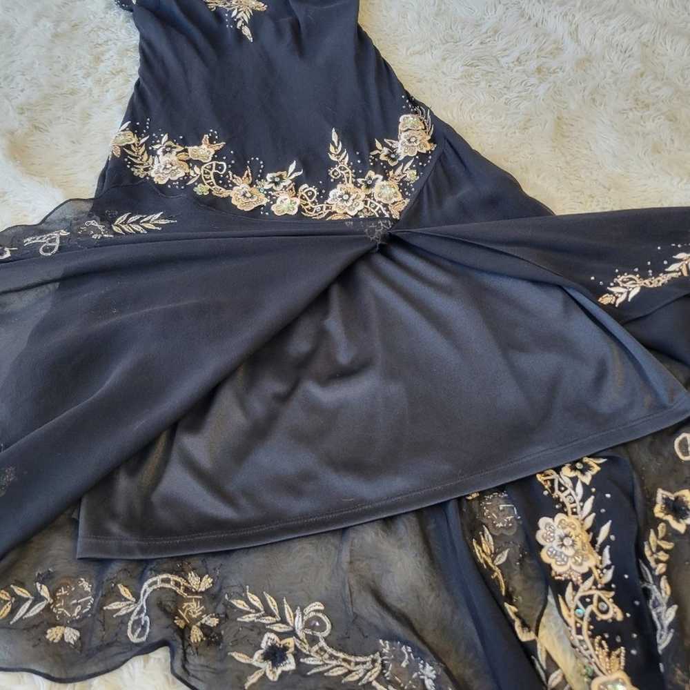 Vintage Cache Silk Floral Midi Dress Beaded Embro… - image 6