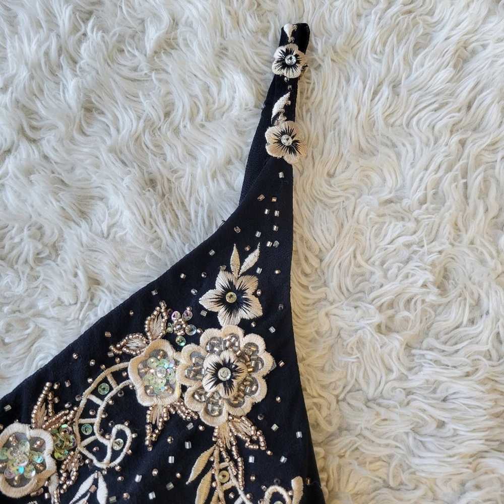Vintage Cache Silk Floral Midi Dress Beaded Embro… - image 7