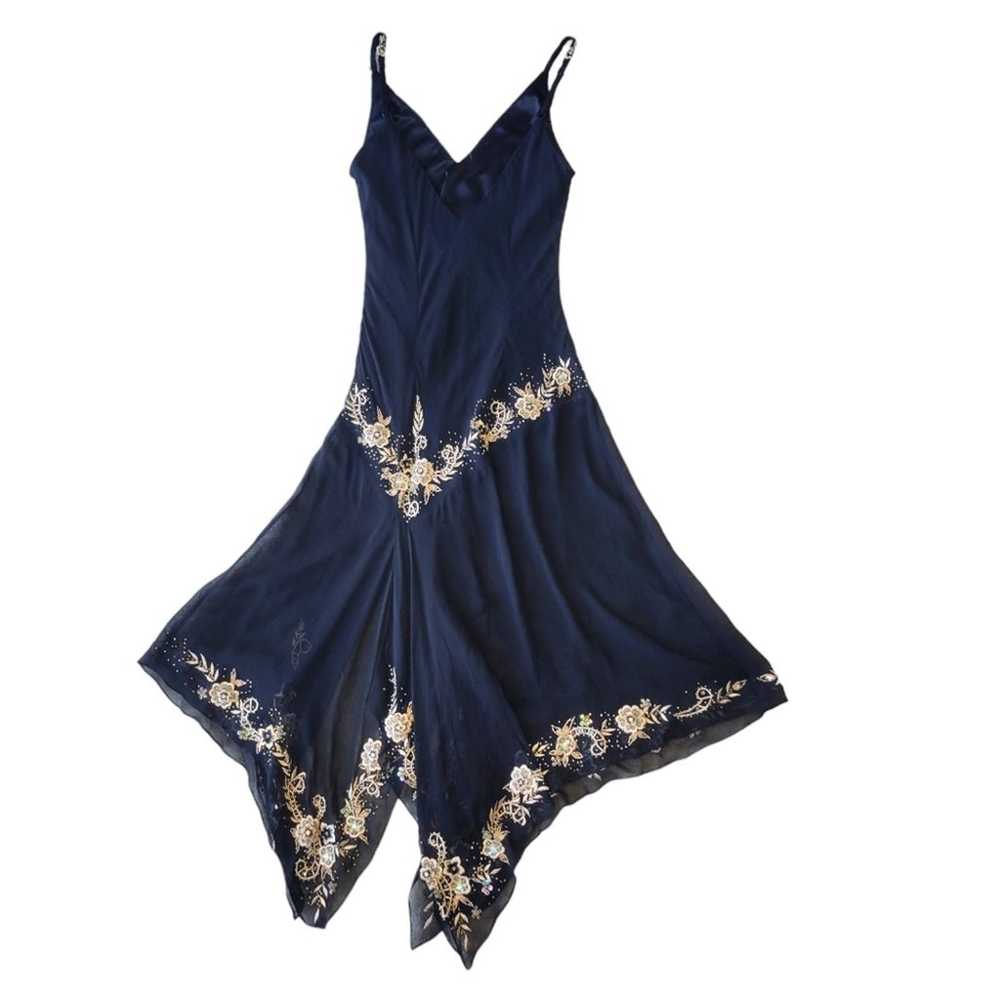 Vintage Cache Silk Floral Midi Dress Beaded Embro… - image 8