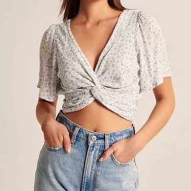 Knot-Front Flutter Sleeve Top | Abercrombie & Fit… - image 1