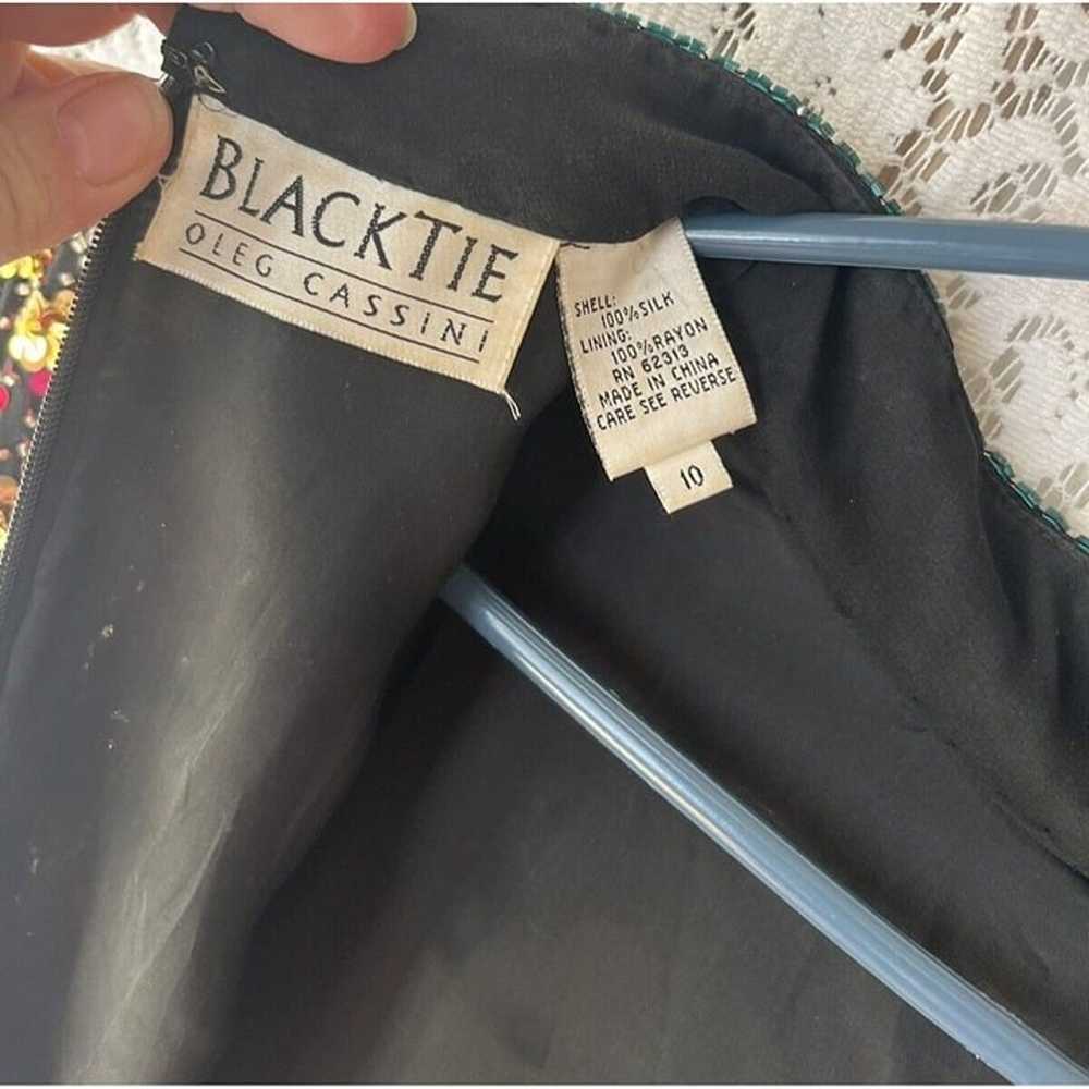 Oleg Cassini Black Tie Black Vintage 100% Silk Be… - image 10