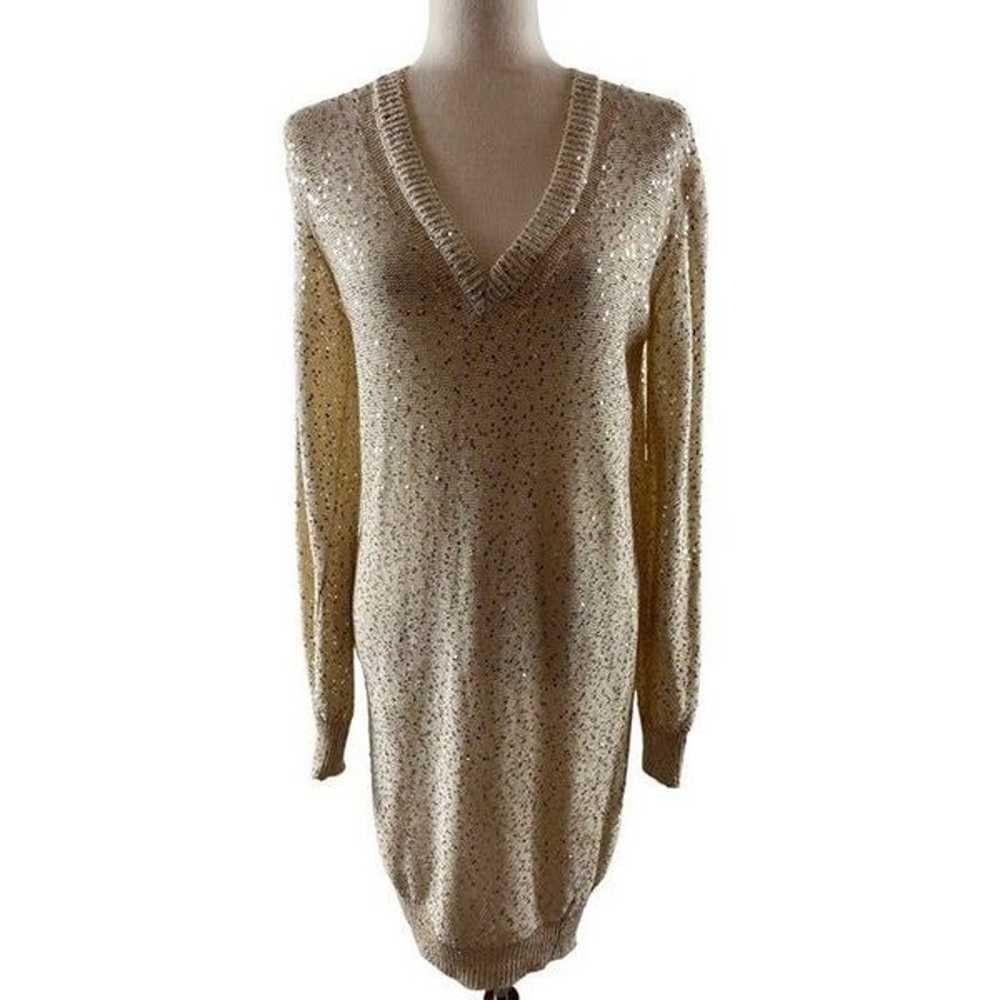 Stella McCartney Cream Sequin Knit Sweater Dress … - image 1