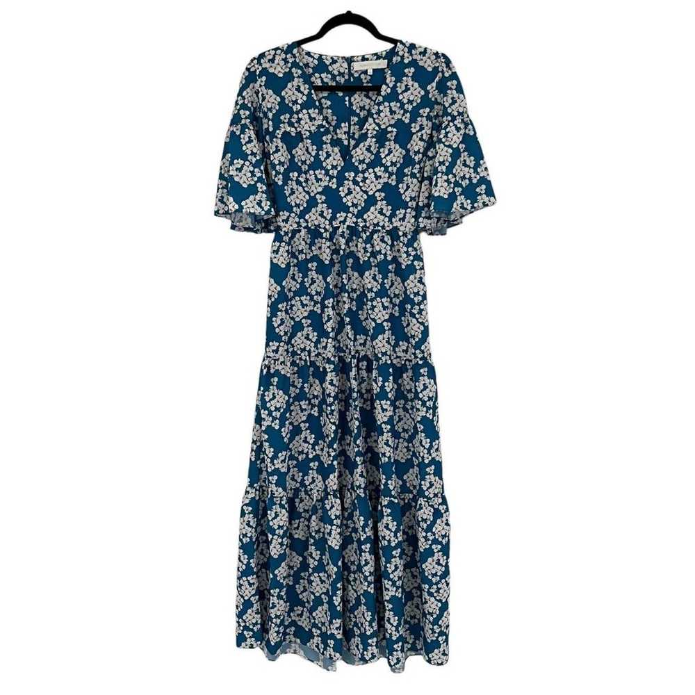 Borgo De Nor Teodora Crepe Dress Bouquet Blue Whi… - image 1