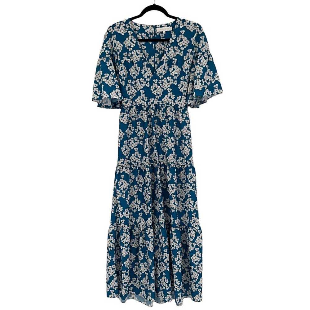 Borgo De Nor Teodora Crepe Dress Bouquet Blue Whi… - image 3