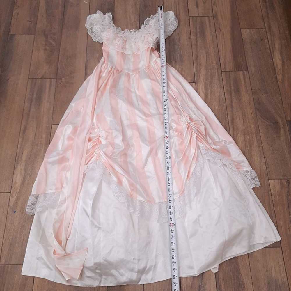 Vintage Gunne Sax Dress sz 7 peach pink stripes L… - image 10