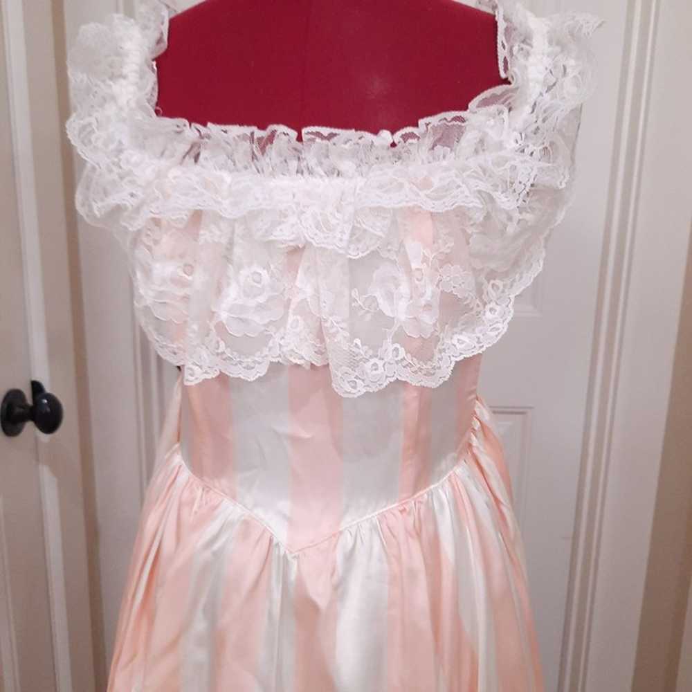 Vintage Gunne Sax Dress sz 7 peach pink stripes L… - image 2