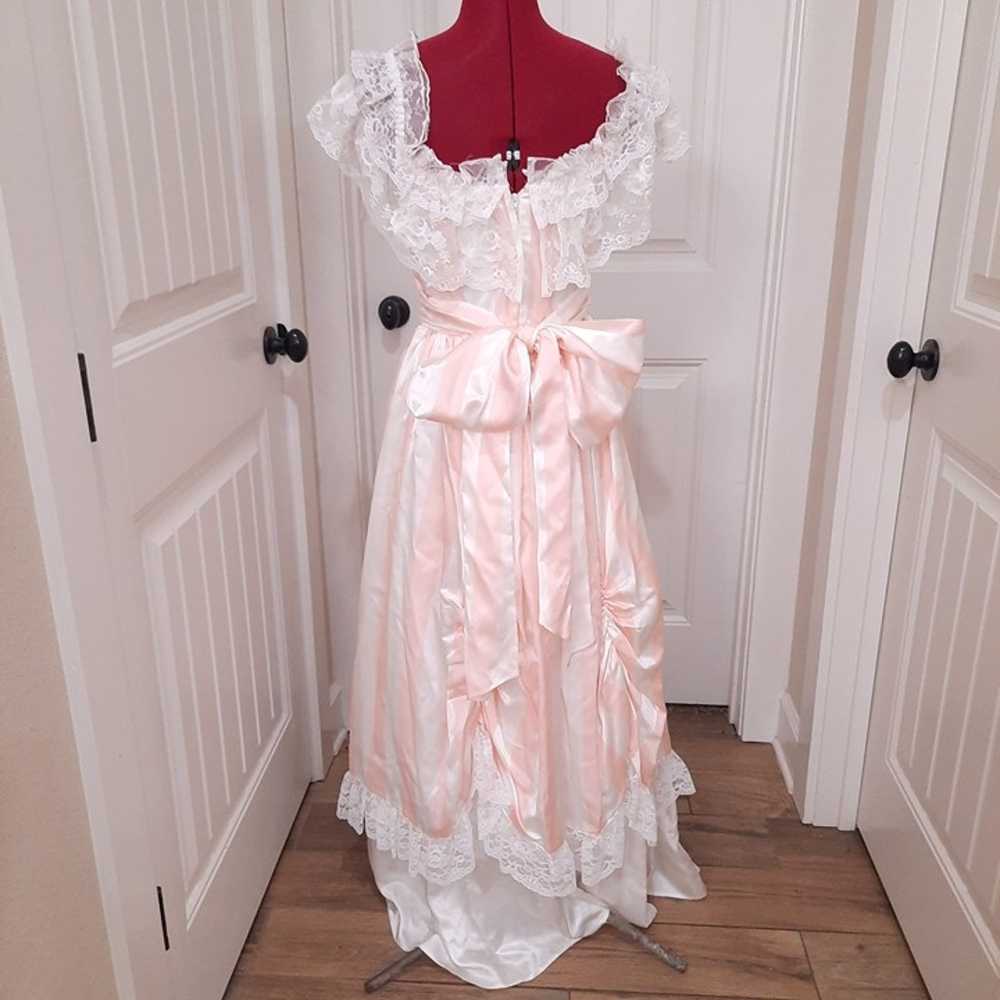 Vintage Gunne Sax Dress sz 7 peach pink stripes L… - image 3