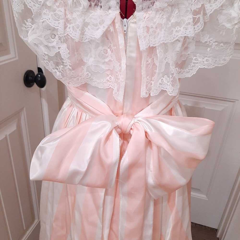Vintage Gunne Sax Dress sz 7 peach pink stripes L… - image 4
