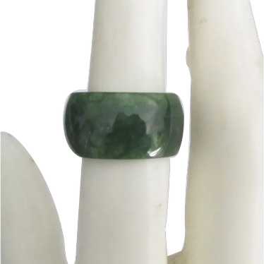 Vintage Wide Nephrite Jade Band Ring- Size 5  1/2