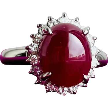 Cabochon Ruby and Diamond Ring - image 1