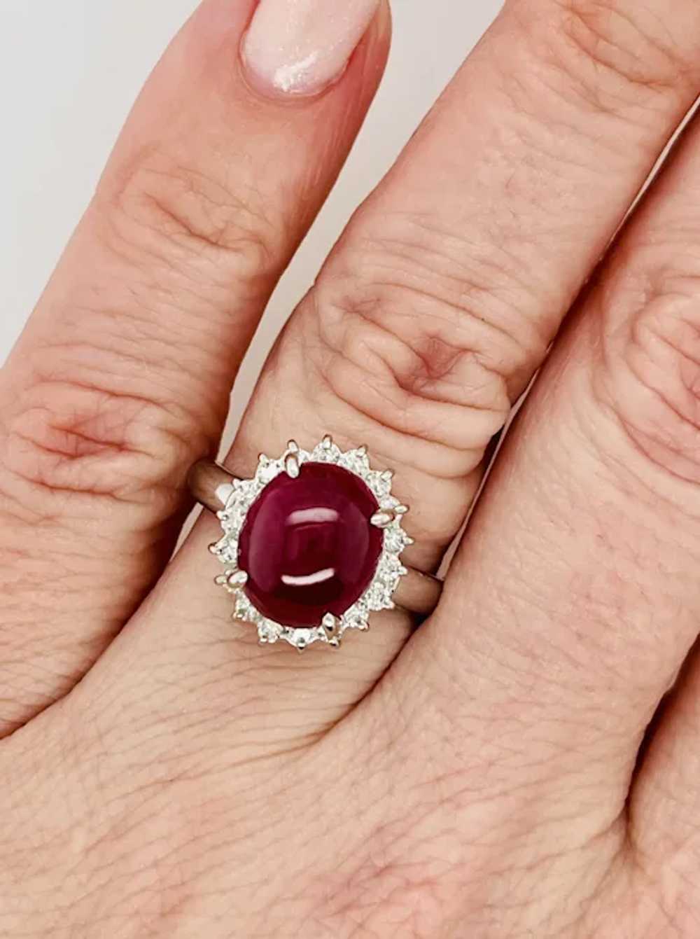 Cabochon Ruby and Diamond Ring - image 5