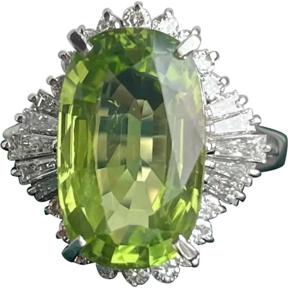 Stunning Peridot and Diamond Statement Ring - image 1