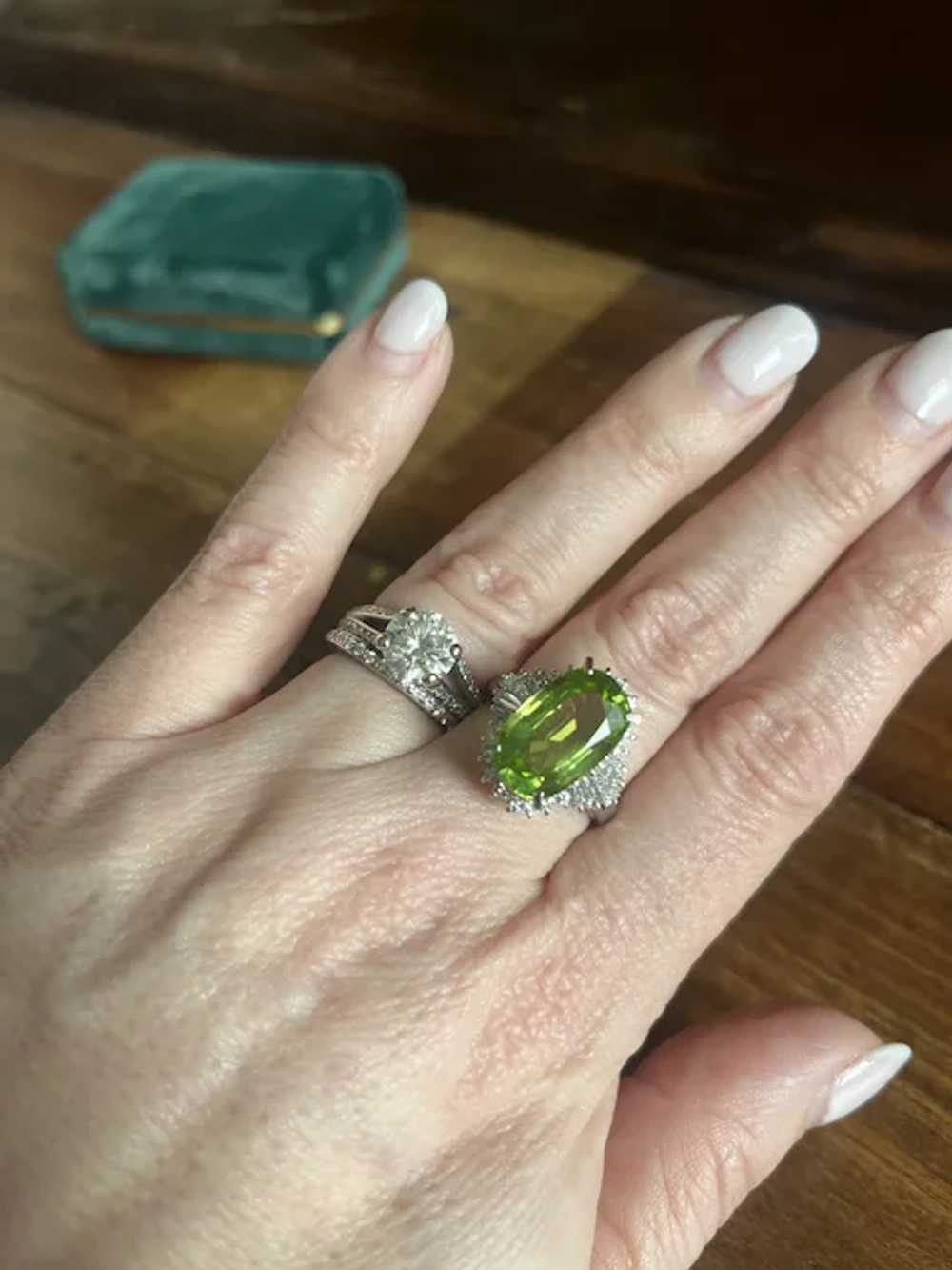 Stunning Peridot and Diamond Statement Ring - image 5