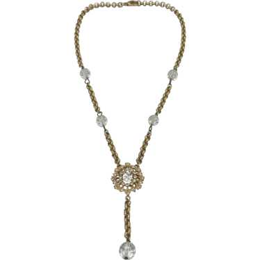 Vintage gold rhinestone crystal necklace