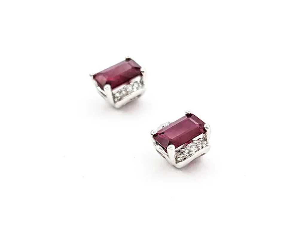 1.20ctw Rubies & Diamond Stud Earrings In White G… - image 4