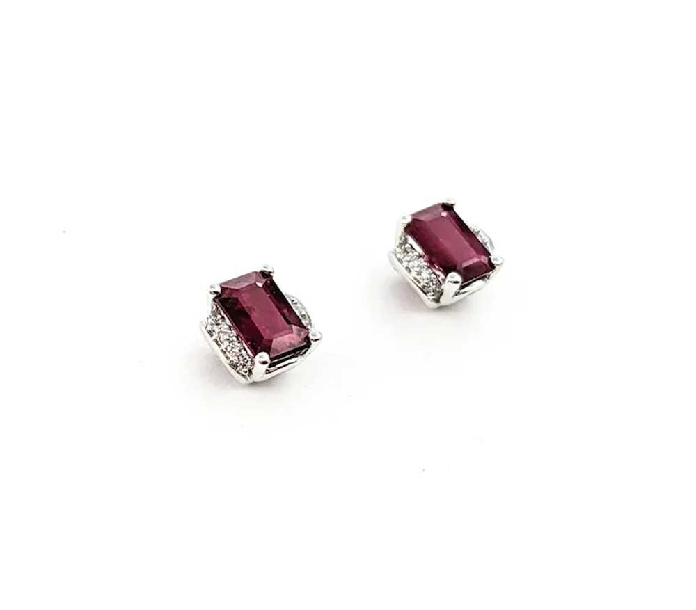 1.20ctw Rubies & Diamond Stud Earrings In White G… - image 5