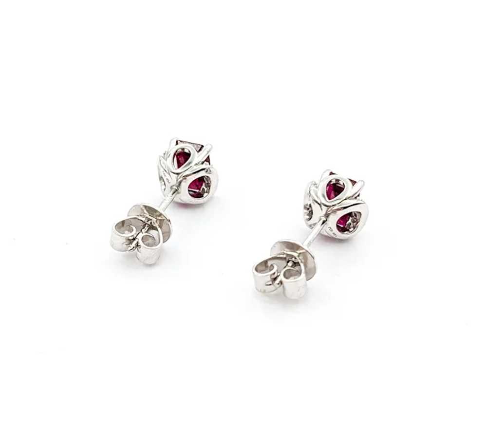 1.20ctw Rubies & Diamond Stud Earrings In White G… - image 6