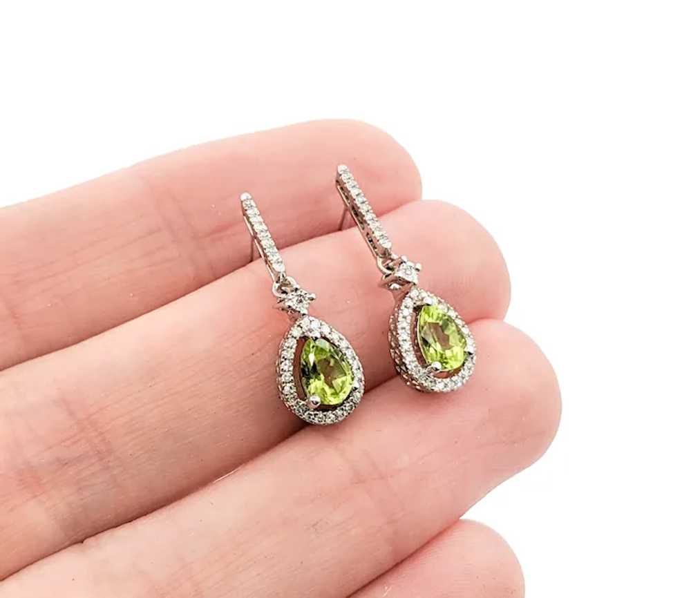 0.92ctw Peridot & Diamonds Dangle Earrings In Whi… - image 2
