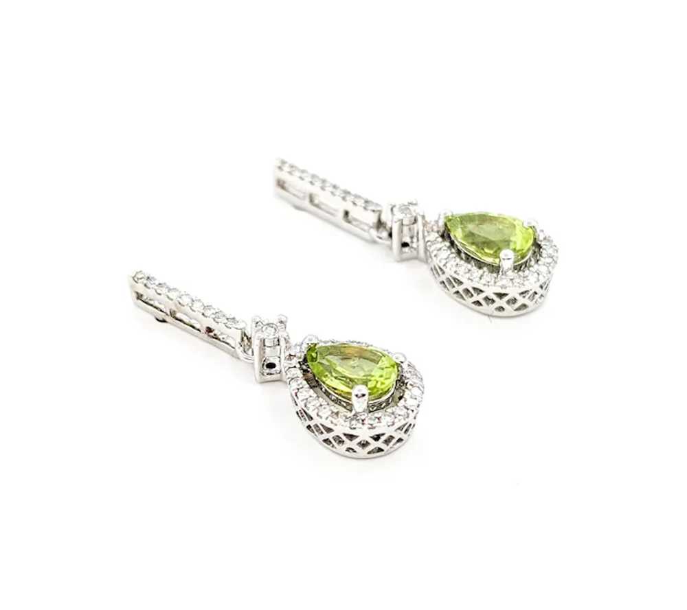 0.92ctw Peridot & Diamonds Dangle Earrings In Whi… - image 5
