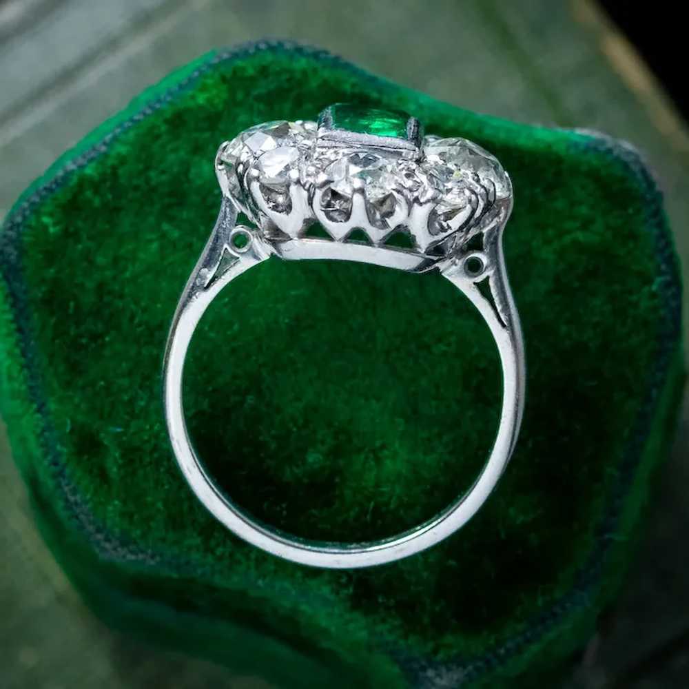 Antique Edwardian Emerald Diamond Cluster Ring 0.… - image 11