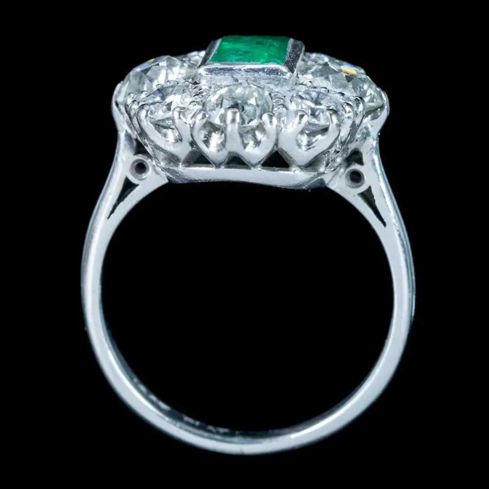 Antique Edwardian Emerald Diamond Cluster Ring 0.… - image 6
