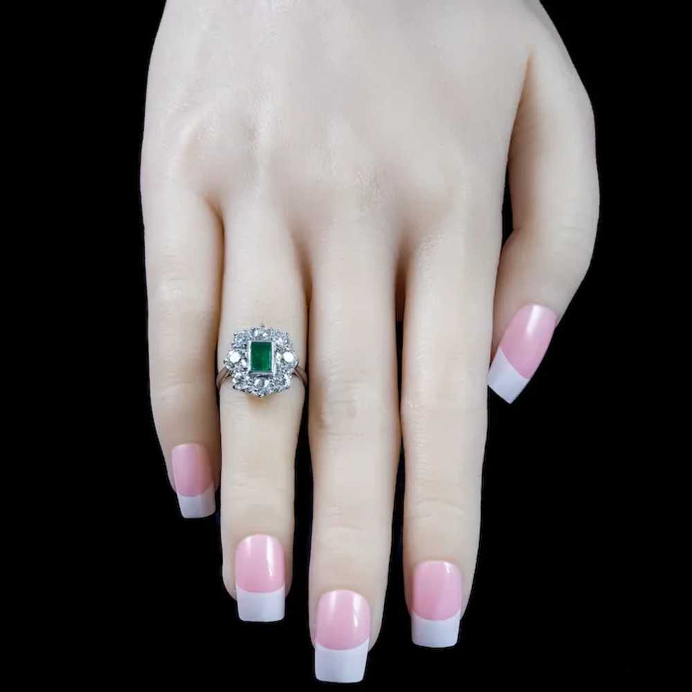 Antique Edwardian Emerald Diamond Cluster Ring 0.… - image 9