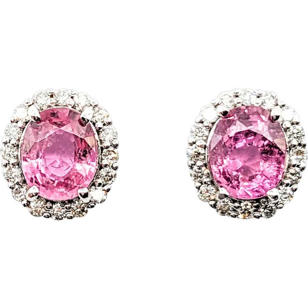 2.49ctw Pink Sapphires & Diamonds Stud Earring In… - image 1