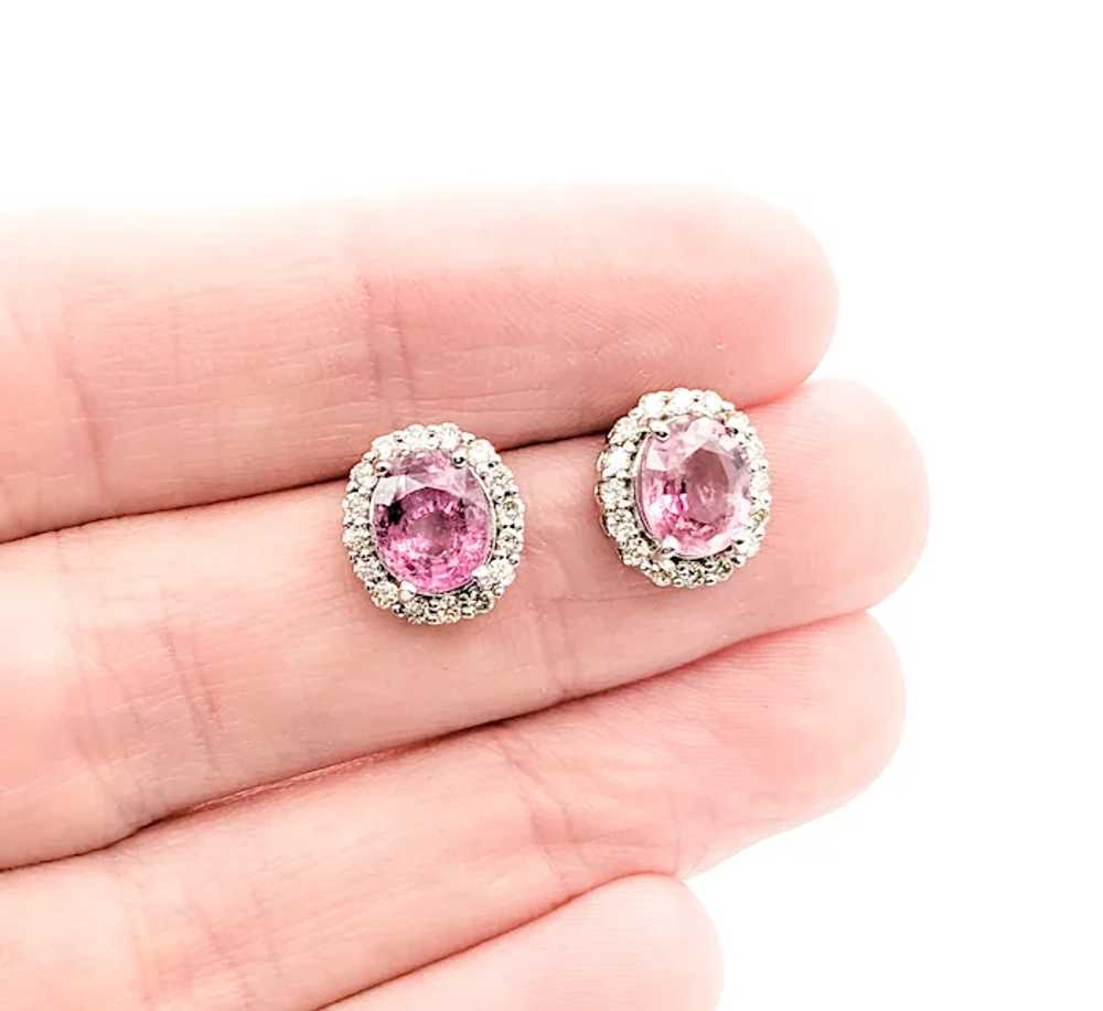 2.49ctw Pink Sapphires & Diamonds Stud Earring In… - image 2