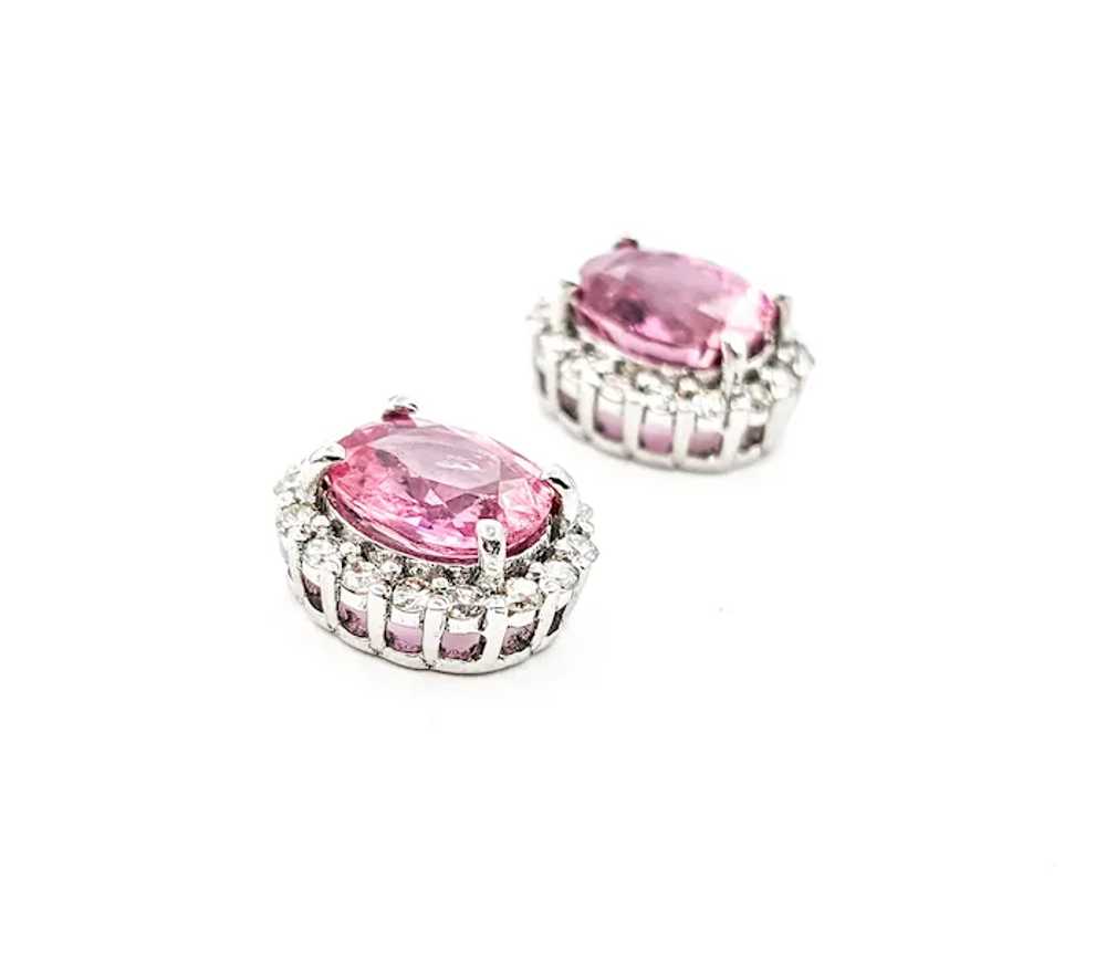 2.49ctw Pink Sapphires & Diamonds Stud Earring In… - image 4