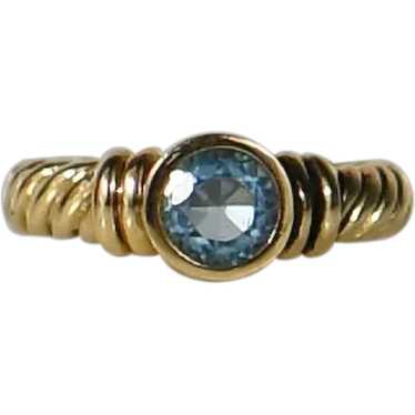 Light Blue Gem Bezel Setting Rope Ring - image 1