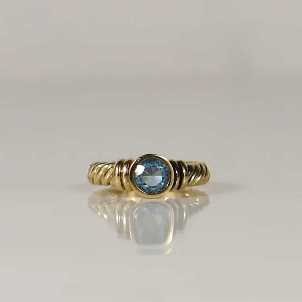 Light Blue Gem Bezel Setting Rope Ring - image 2