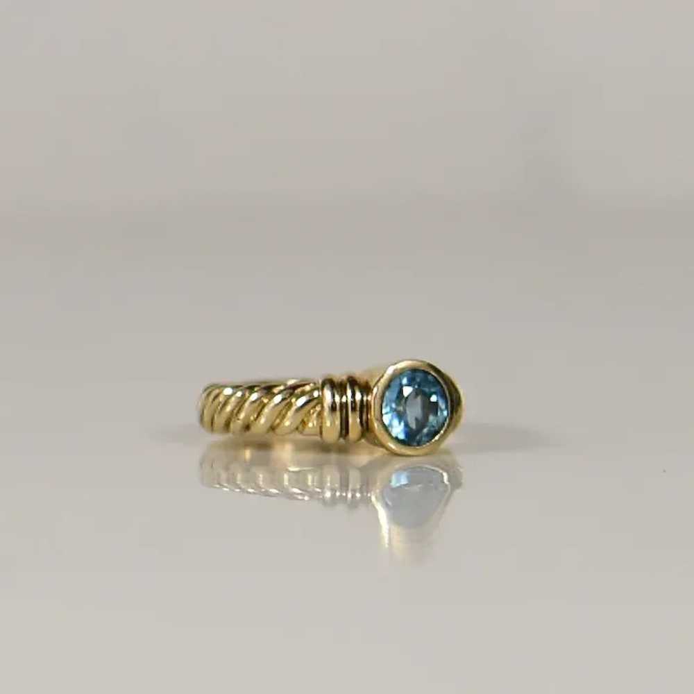 Light Blue Gem Bezel Setting Rope Ring - image 5