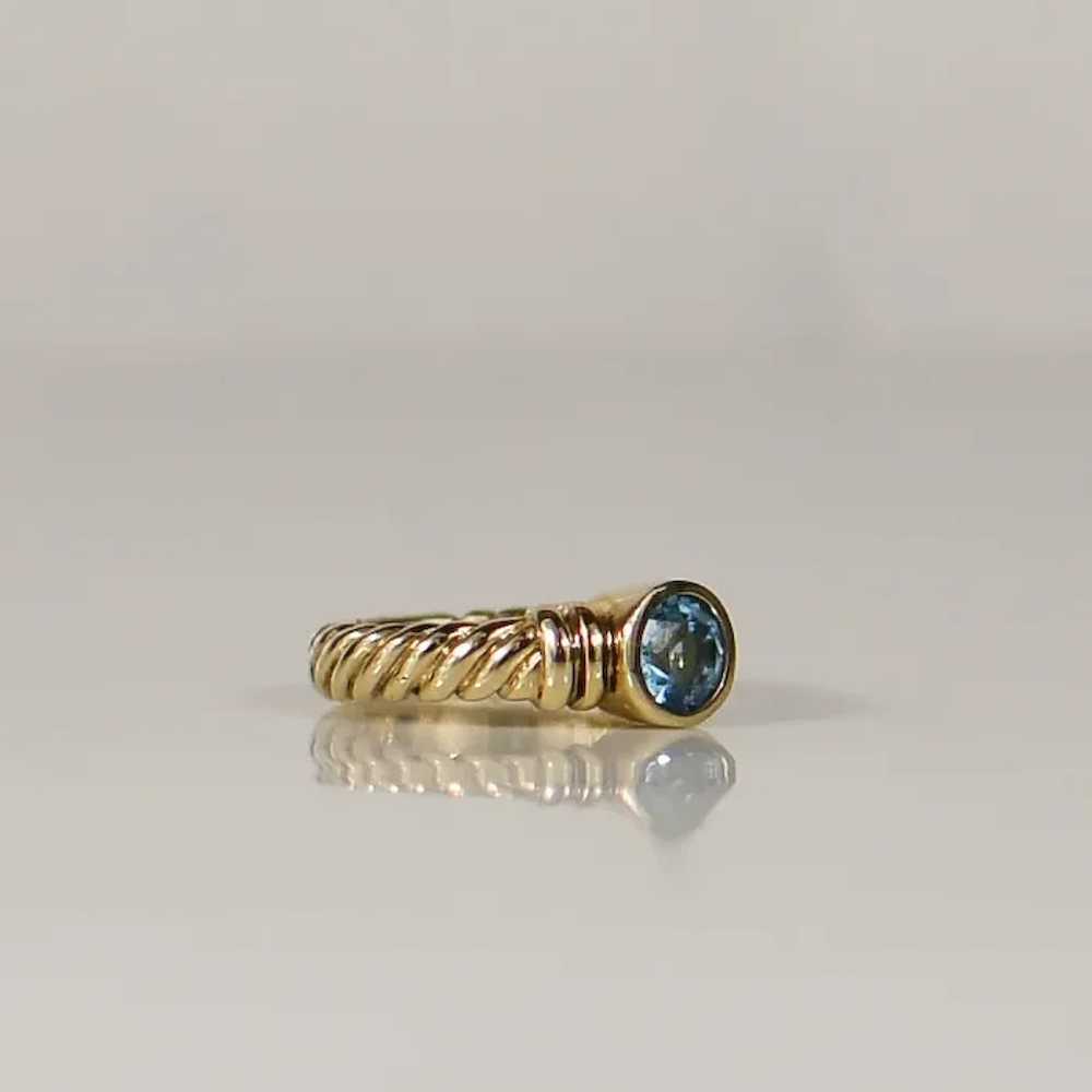 Light Blue Gem Bezel Setting Rope Ring - image 7