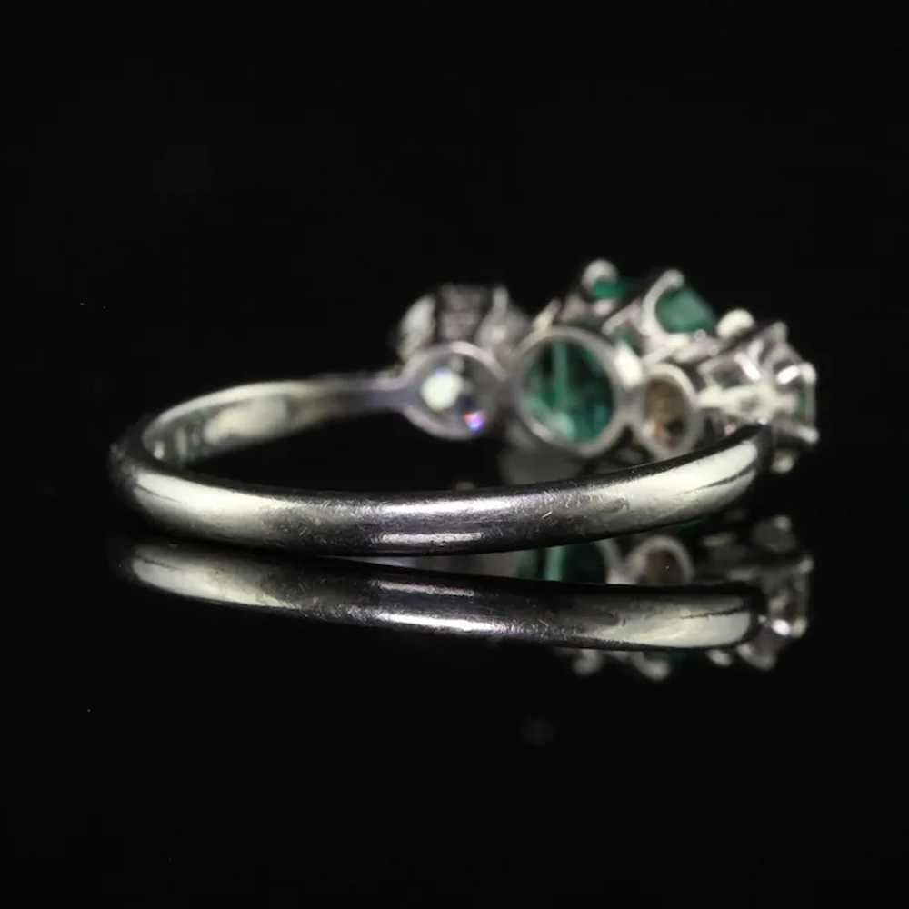 Antique Art Deco Platinum Old Euro Diamond and Em… - image 5