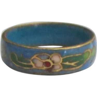 Vintage Chinese Cloisonne Band Ring- Size 5  1/2