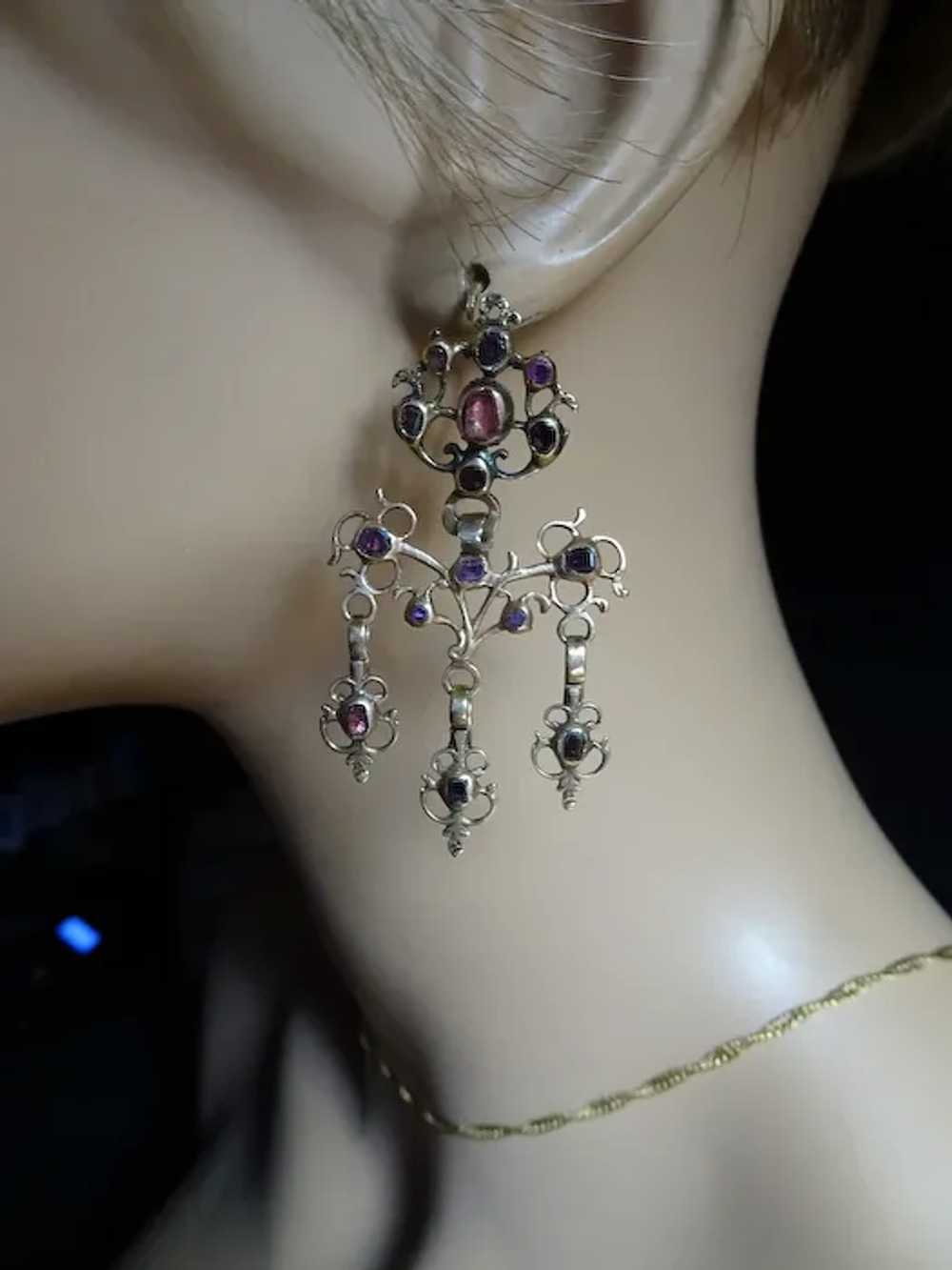 Antique Georgian earrings ear pendants Girandole … - image 12