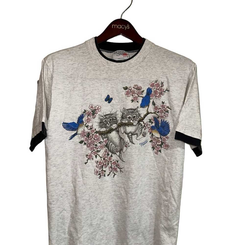 Kittens In Tree With Blue Jays Vintage 80’s Morni… - image 1