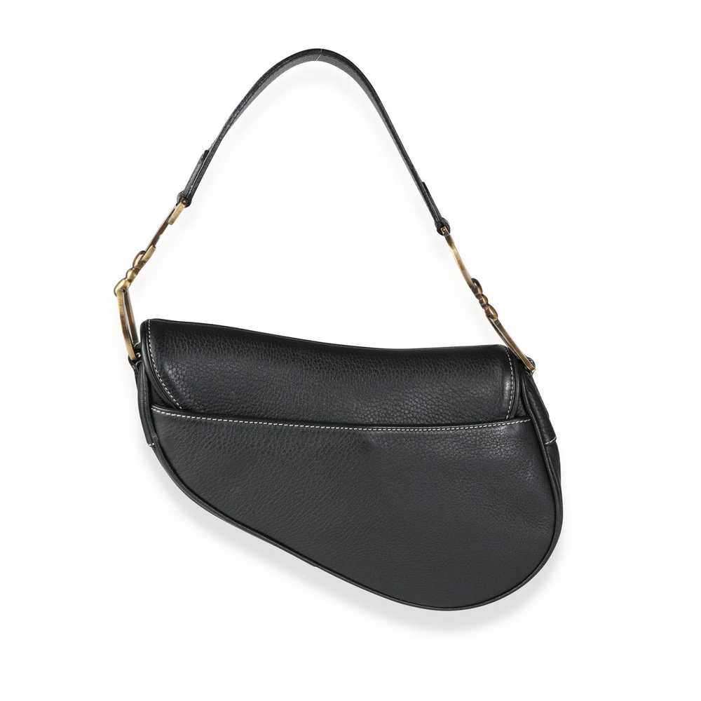 Dior Dior Vintage Black Grained Leather Saddle Bag - image 3