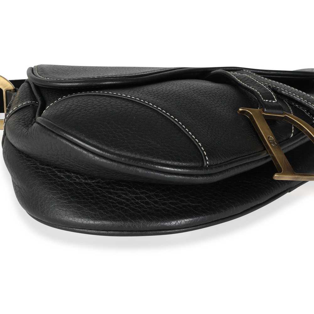 Dior Dior Vintage Black Grained Leather Saddle Bag - image 6