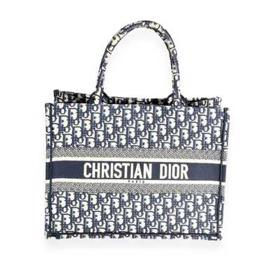 Dior Dior Blue Oblique Embroidery Small Book Tote - image 1