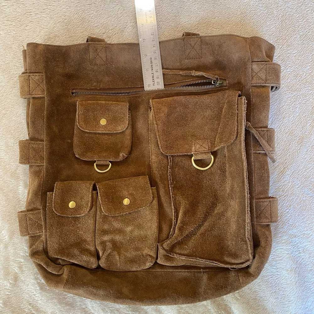Levenger Brown Suede Cargo Tote - image 3
