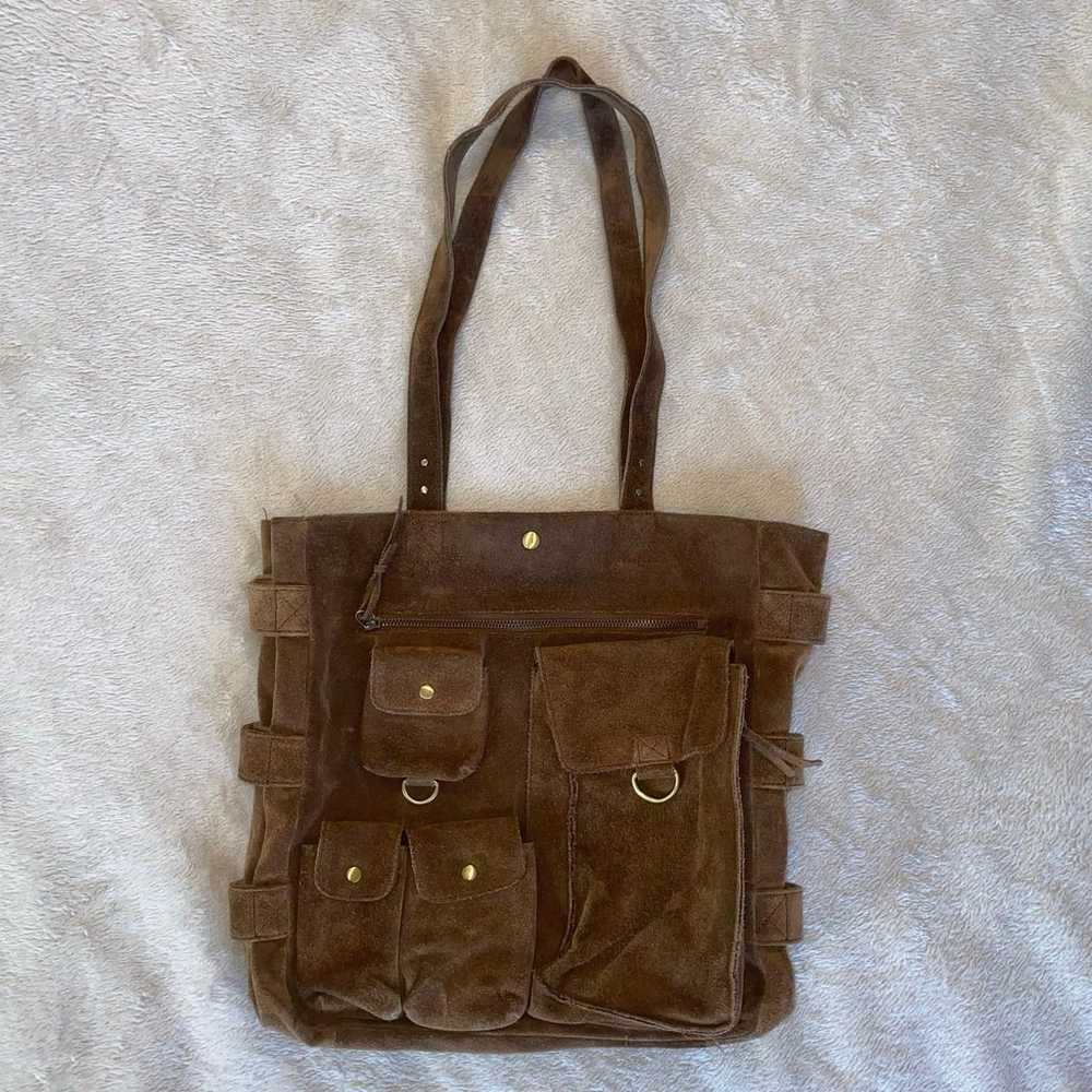 Levenger Brown Suede Cargo Tote - image 5