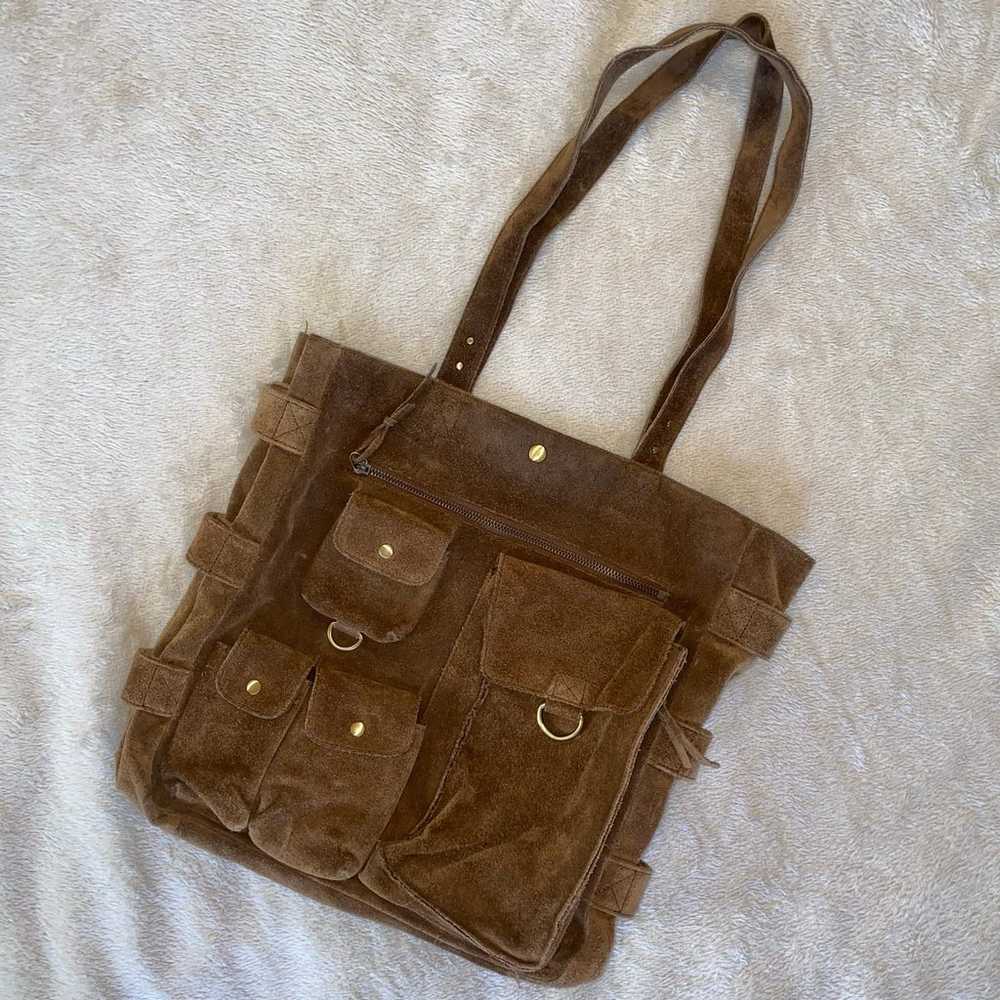 Levenger Brown Suede Cargo Tote - image 6
