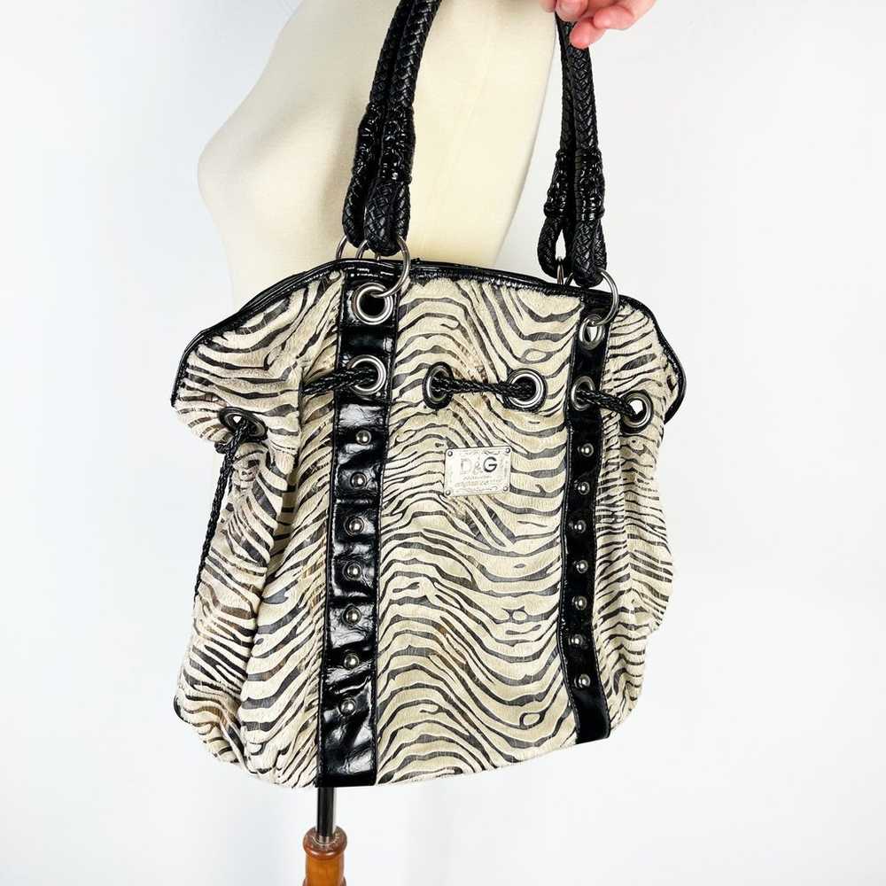 D&G Dolce and Gabbana y2k zebra print tote bag bl… - image 1