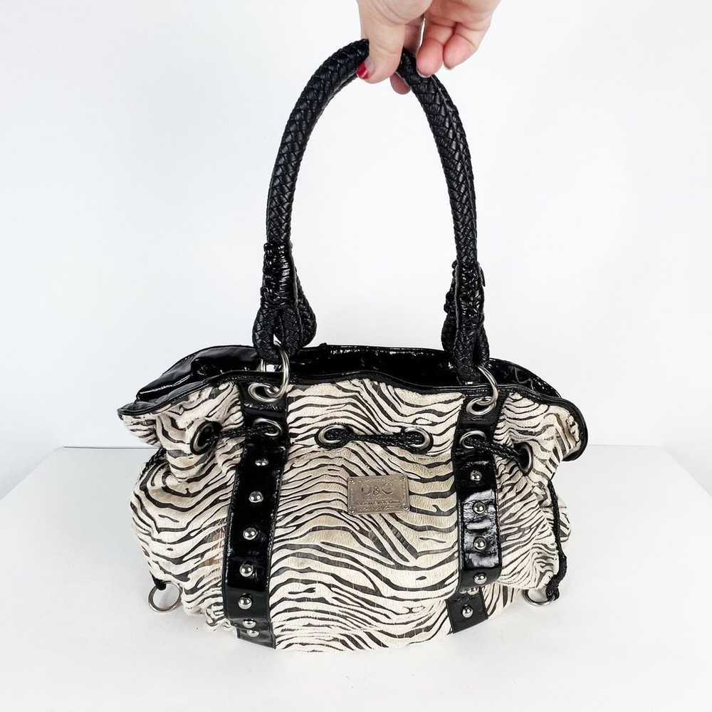 D&G Dolce and Gabbana y2k zebra print tote bag bl… - image 4