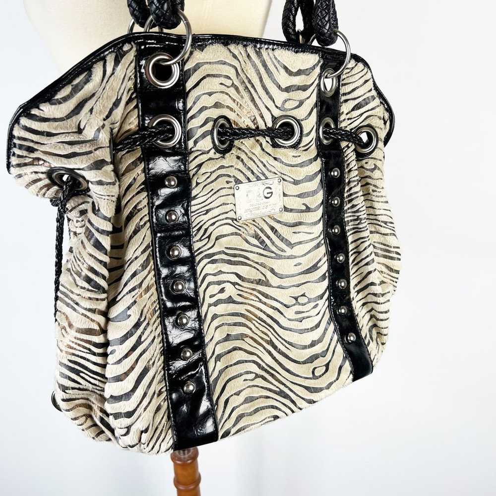 D&G Dolce and Gabbana y2k zebra print tote bag bl… - image 8